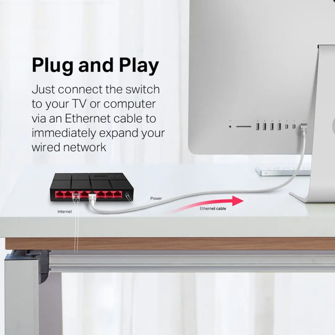 Mercusys MS108G Netwerkswitch - 8-Poorten Gigabit - Zwart - afbeelding 5 van 6