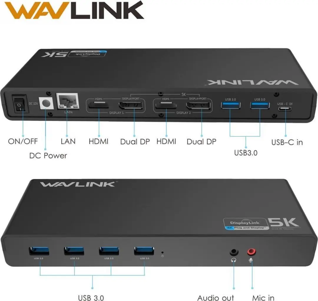 Wavlink USB-C Universal Docking Station met Dual 4K Display voor laptop of MacBo