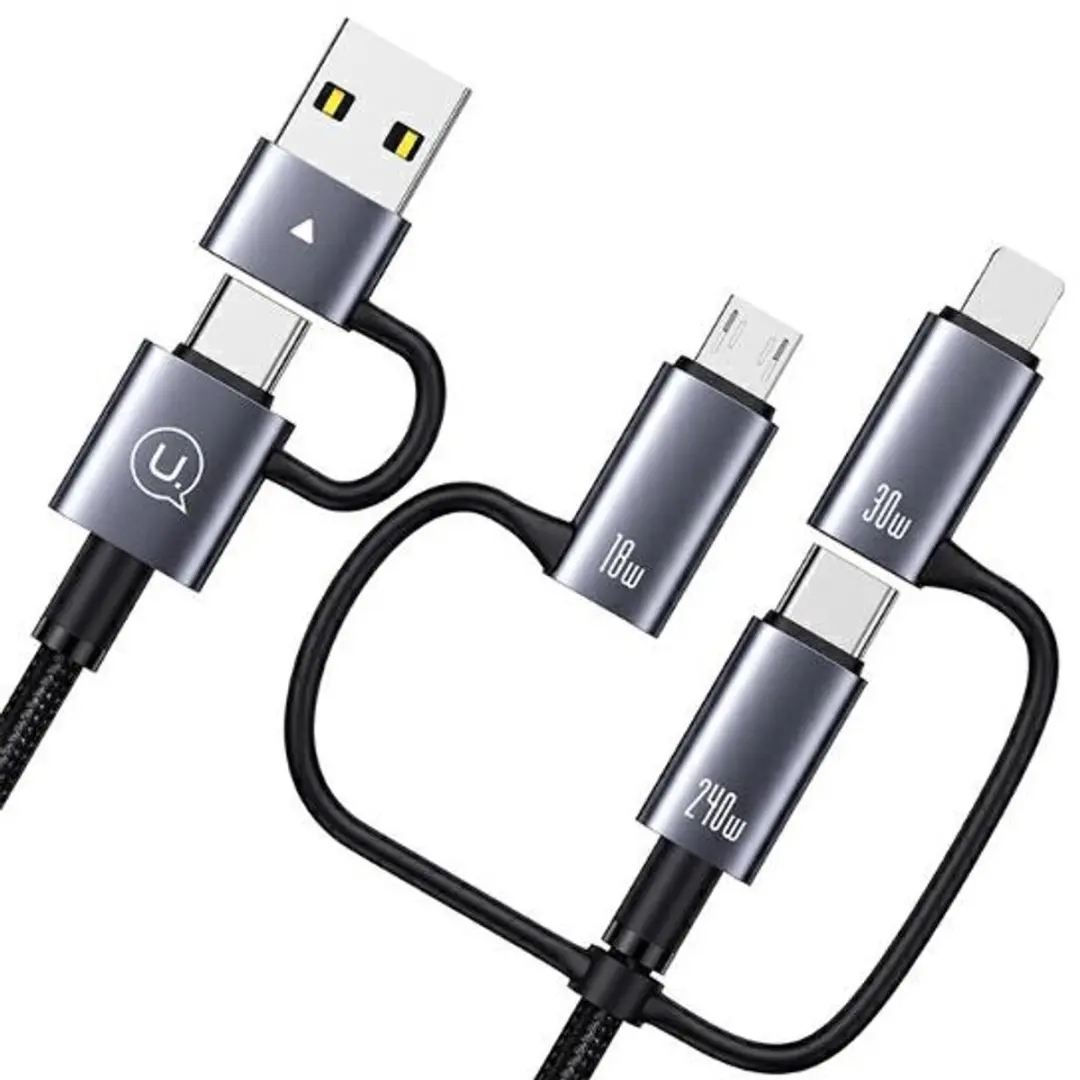 USAMS SJ738USB01 6-in-1 USB-kabel 240W - 2m - Zilver - afbeelding 4 van 6
