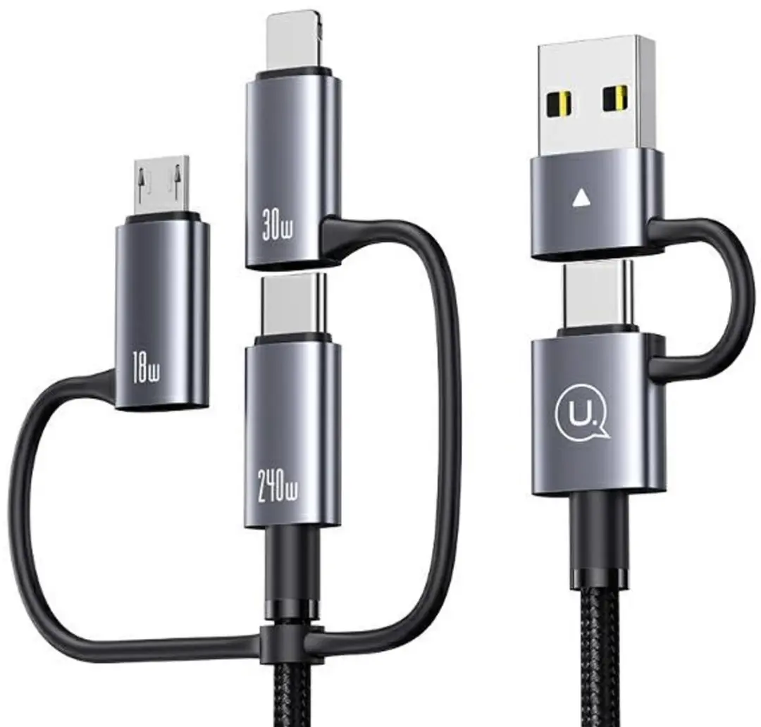 USAMS SJ738USB01 6-in-1 USB-kabel 240W - 2m - Zilver - afbeelding 3 van 6