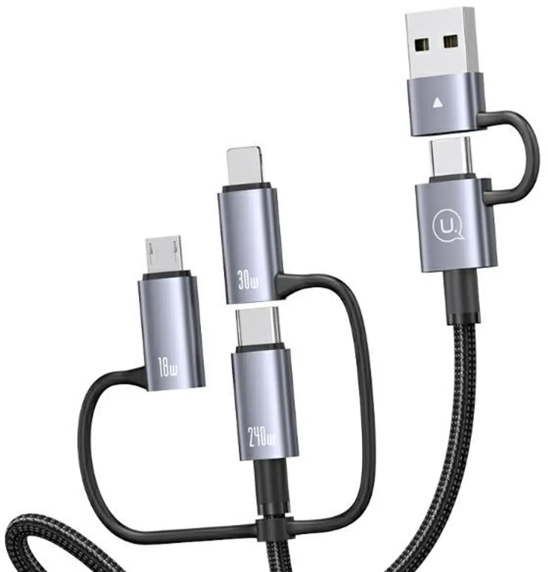 USAMS SJ738USB01 6-in-1 USB-kabel 240W - 2m - Zilver - afbeelding 5 van 6