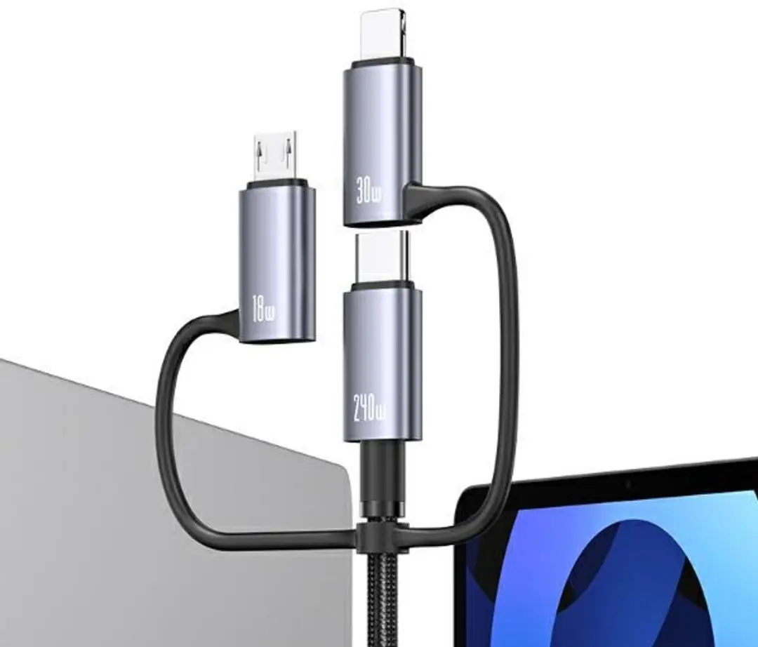 USAMS SJ738USB01 6-in-1 USB-kabel 240W - 2m - Zilver - afbeelding 6 van 6