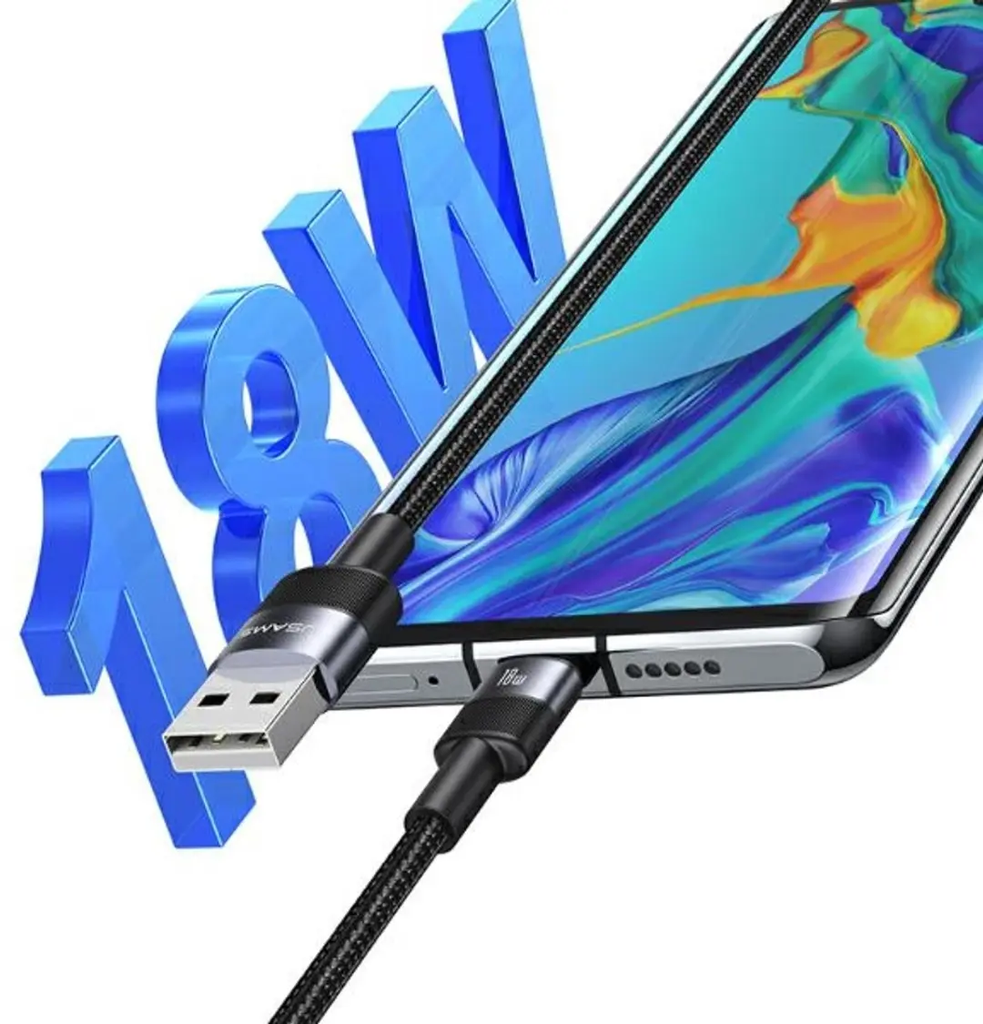 USAMS SJ718USBSG01 USB naar USB-C Kabel - 1.2m - Staal - afbeelding 2 van 6