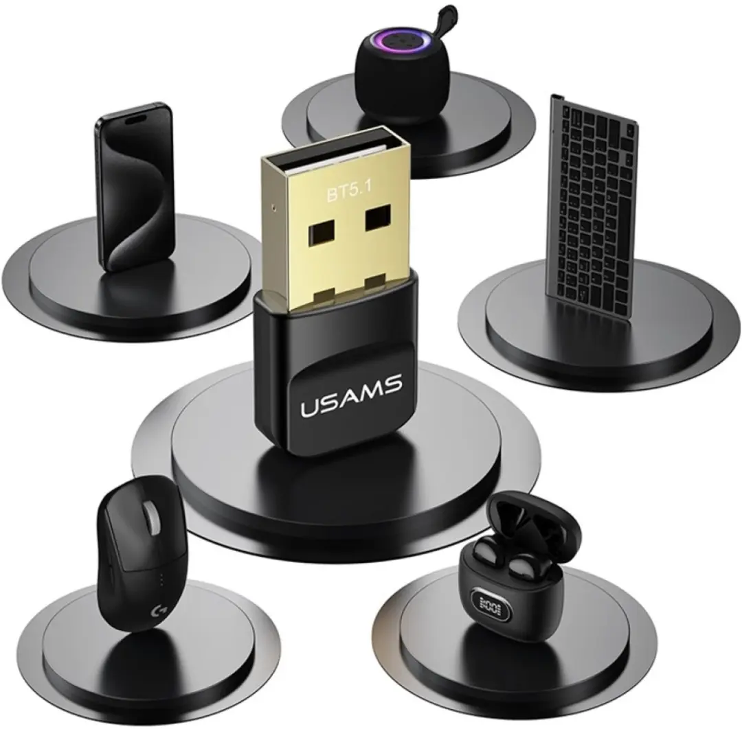 USAMS ZB321 USB Bluetooth Adapter - Bluetooth 5.1 - Zwart - afbeelding 3 van 6