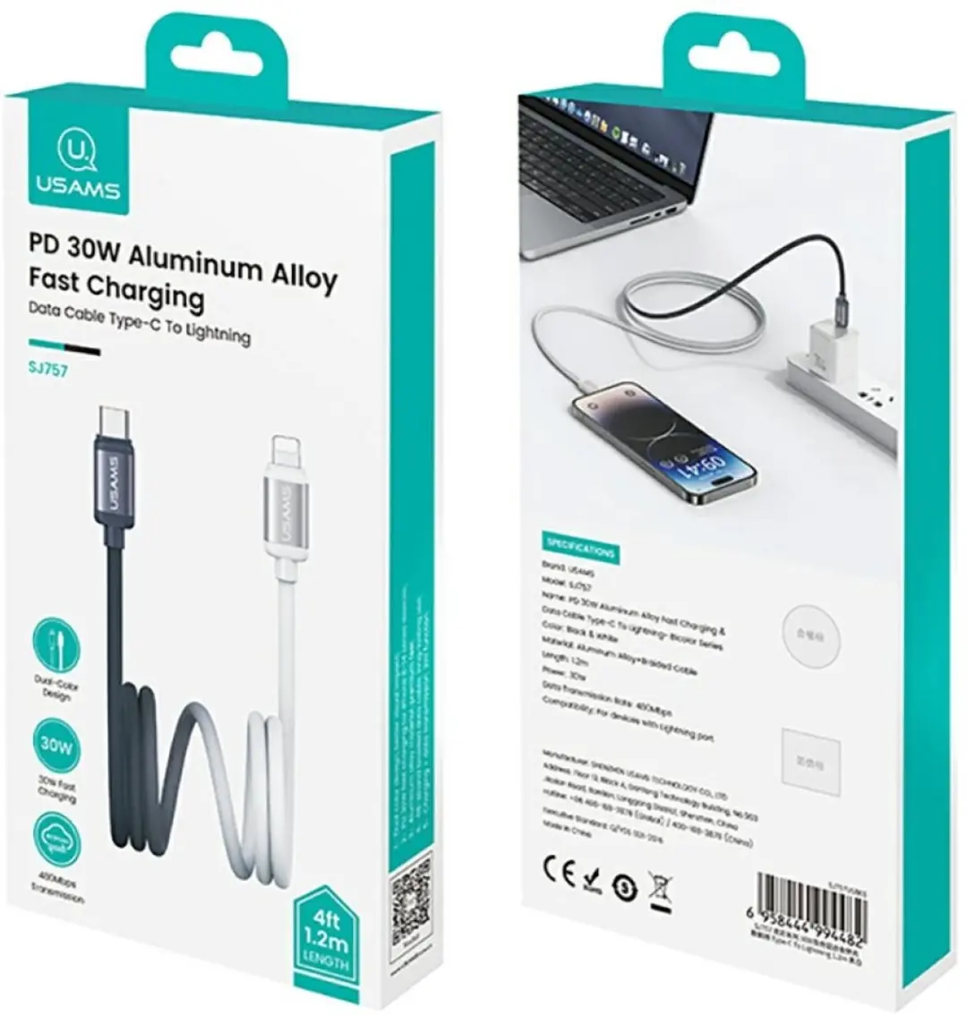 USAMS SJ757 USB-C naar Lightning Kabel - 30W - 1,2m - afbeelding 6 van 6