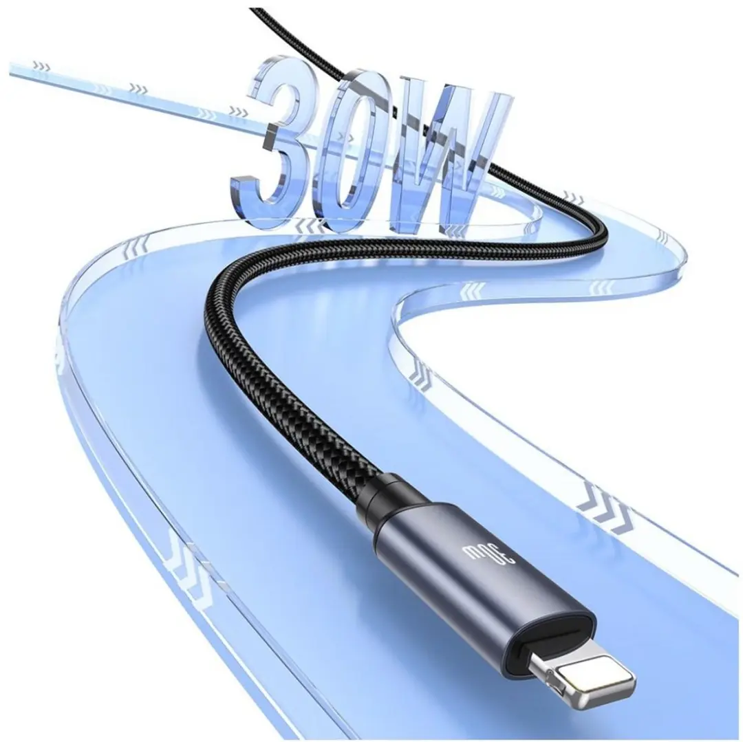 USAMS U91 USB-C naar Lightning kabel 30W - 1m - Transparant - afbeelding 3 van 4
