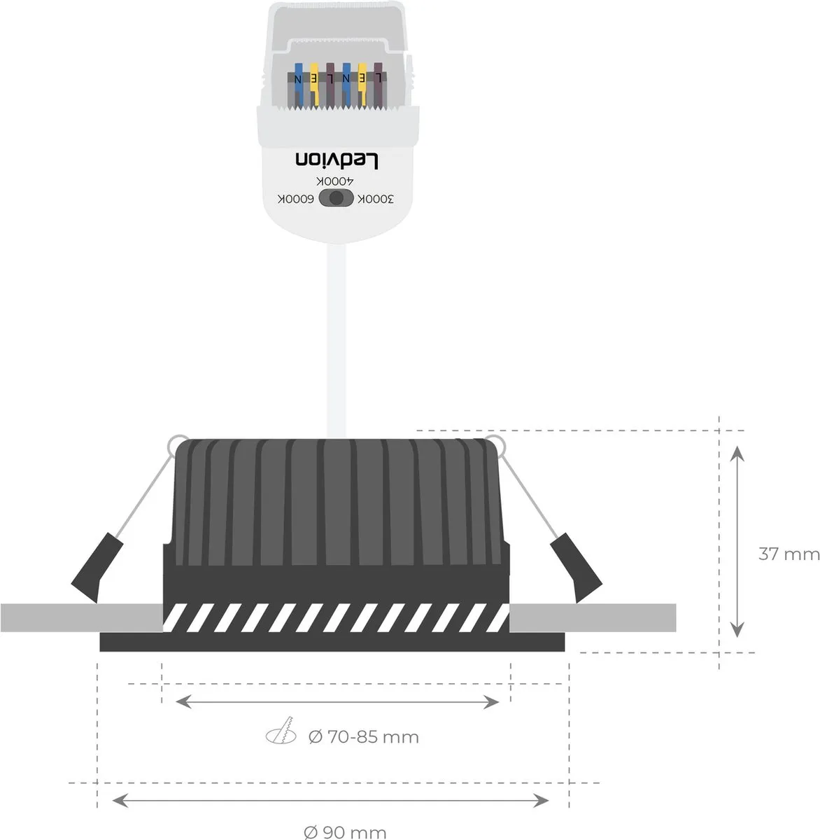 LEDVION 6X Inbouwspot 7W IP65 - Zwart