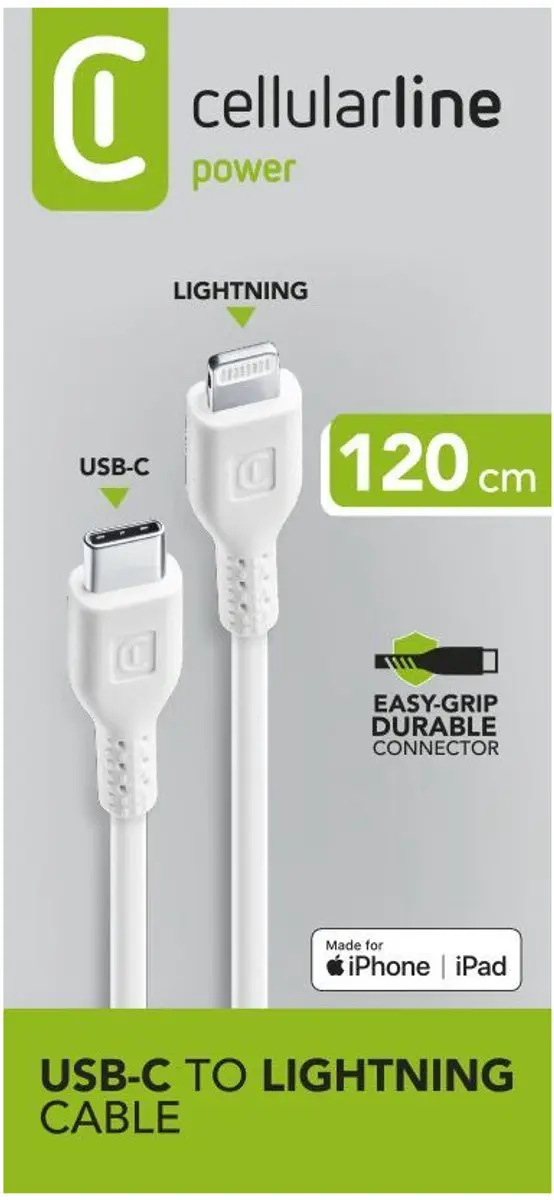Cellularline USBDATAC2LMFI1MW USB-C naar Lightning Kabel - afbeelding 6 van 6