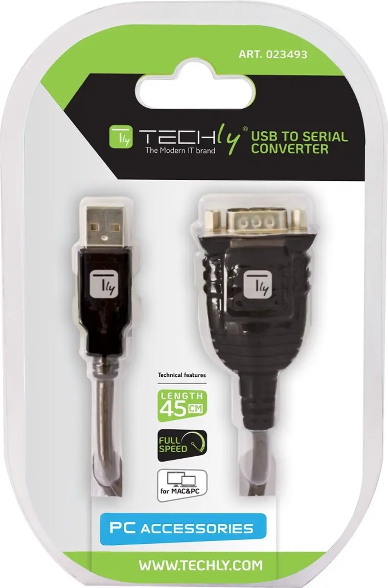 Techly IDATA-USB-SER-2T USB naar RS232 Kabel - Transparant - afbeelding 6 van 6