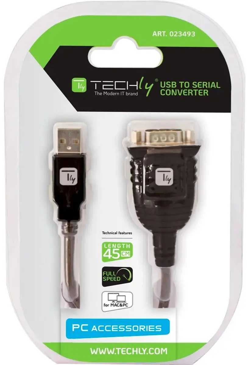 Techly IDATA-USB-SER-2T USB naar RS232 Kabel - Transparant - afbeelding 2 van 6