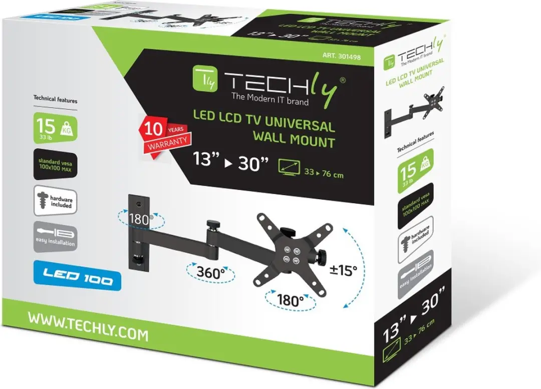 Techly ICA-LCD-104BK TV-beugel - 13-30 inch - Kantelbaar - afbeelding 5 van 6