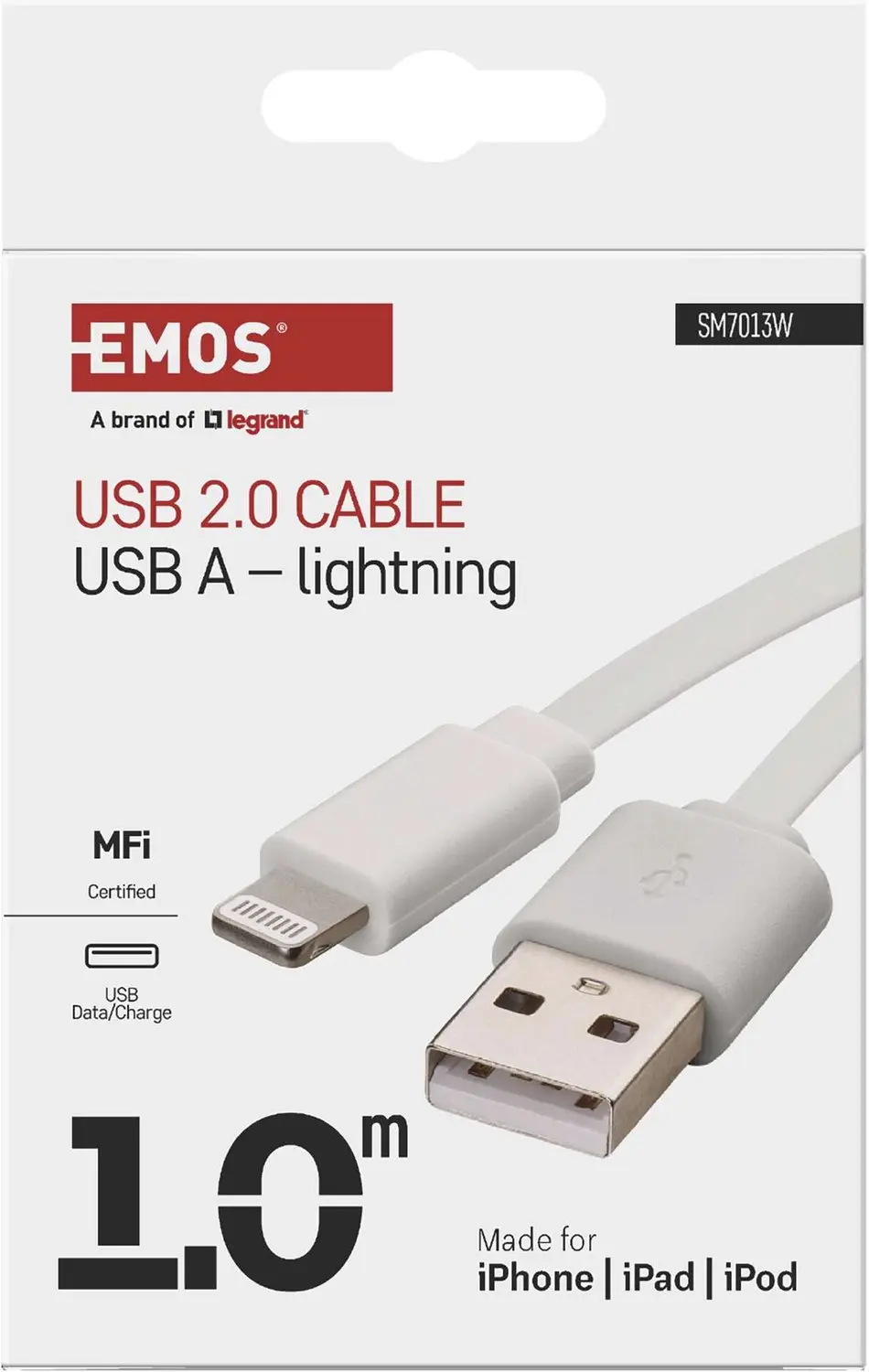 Emos SM7013W USB-A naar Lightning Kabel - 1m - Wit - afbeelding 2 van 6
