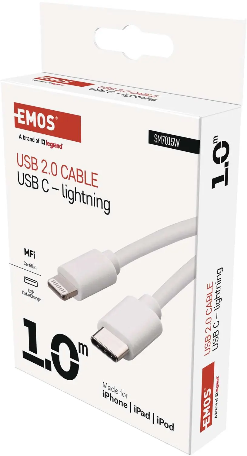 Emos SM7015W USB-C naar Lightning Kabel 1m - Wit - afbeelding 5 van 6