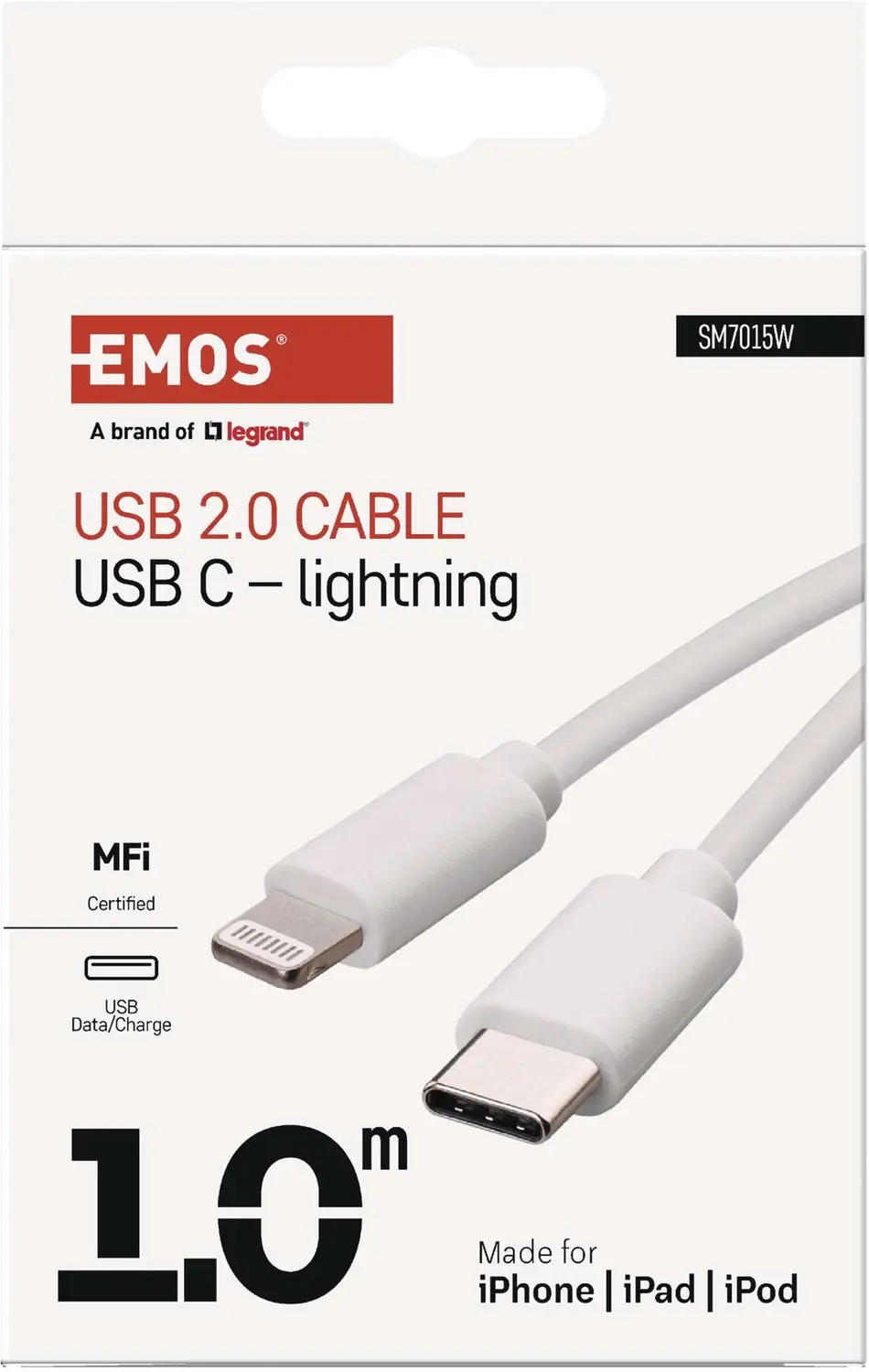 Emos SM7015W USB-C naar Lightning Kabel 1m - Wit - afbeelding 2 van 6