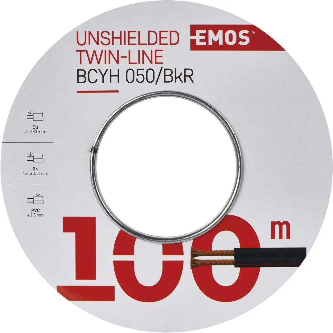 EMOS S8250 Tweedraads kabel 2x0,50 mm - Zwart/Rood - afbeelding 2 van 6
