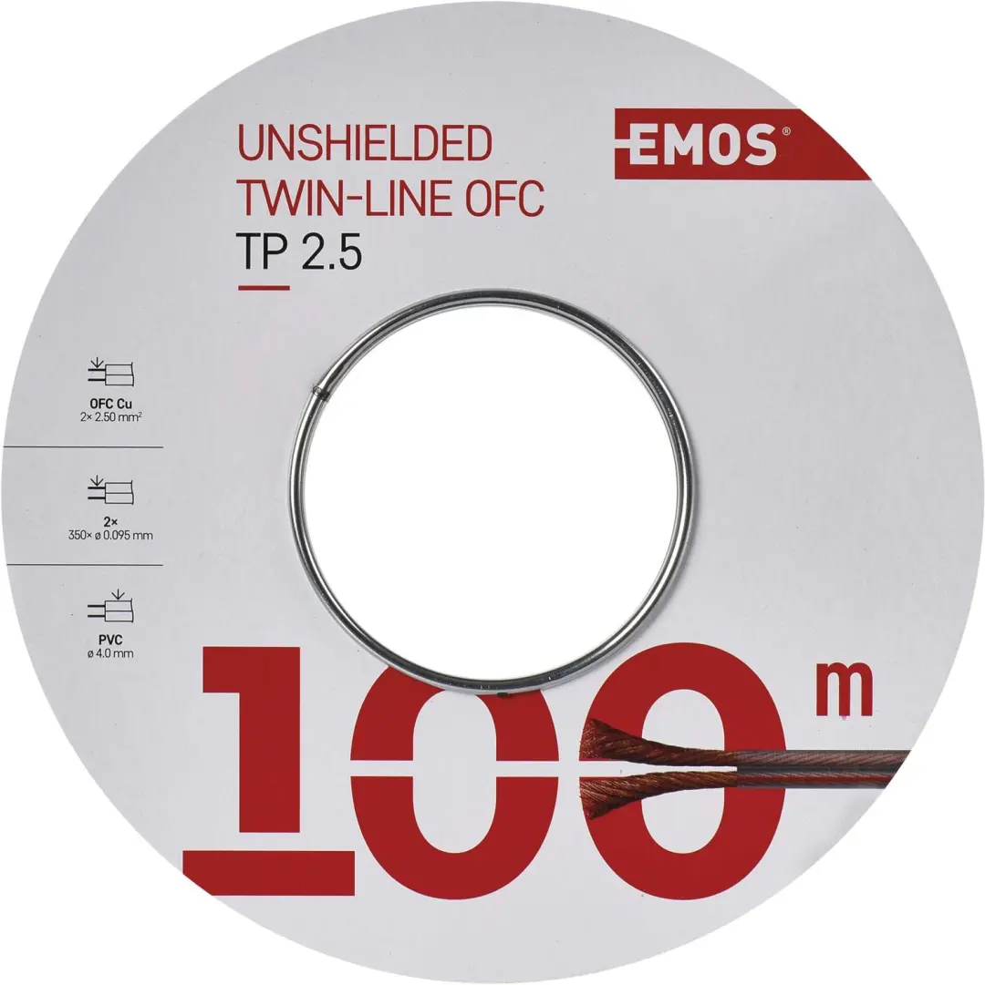 EMOS Ongeschermde tweedraads kabel 2x2,5 mm, transparant, 100 m, S8324 - afbeelding 2 van 6