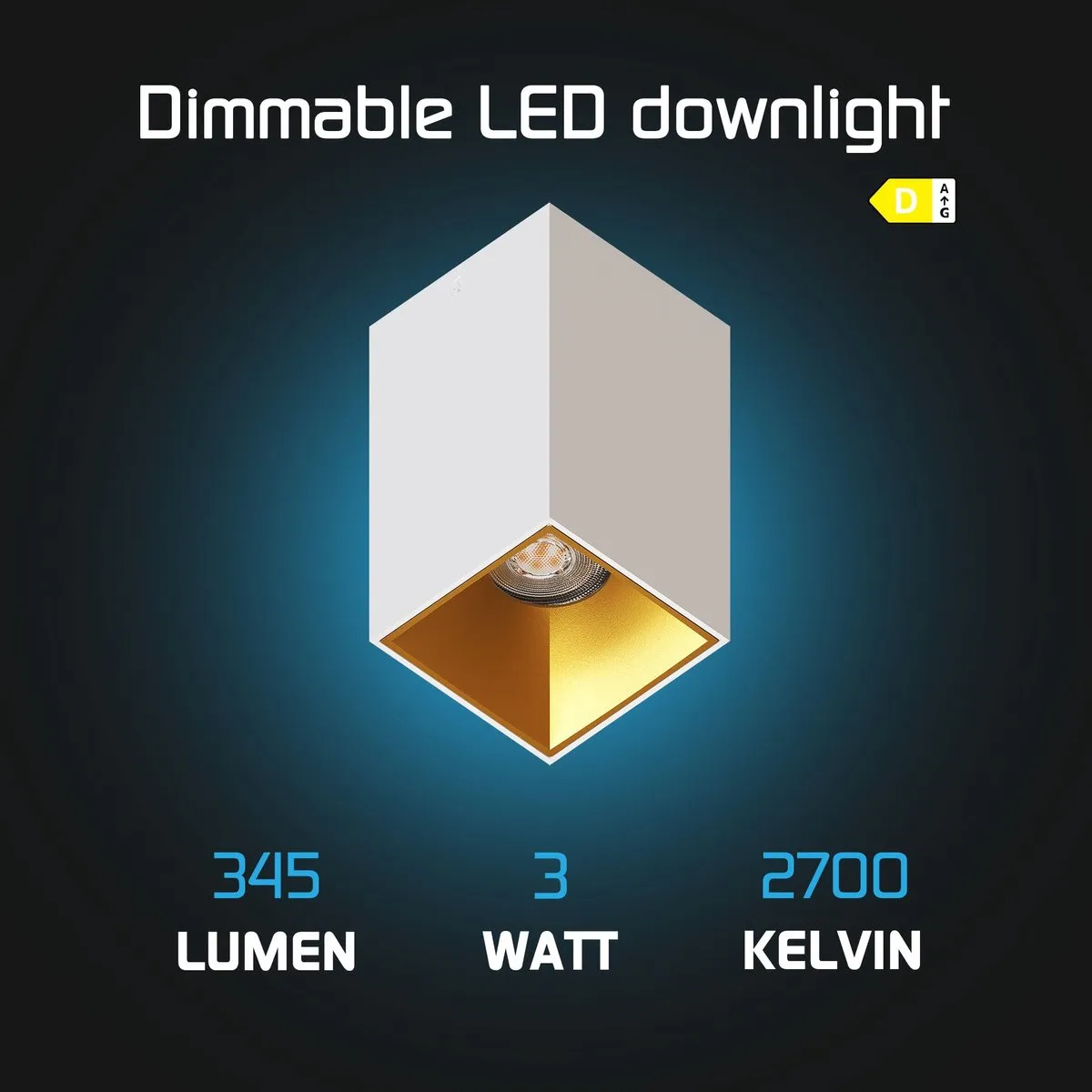 LEDVION 6x LED Opbouwspot Vierkant 80x80mm - Wit/Goud - 3W