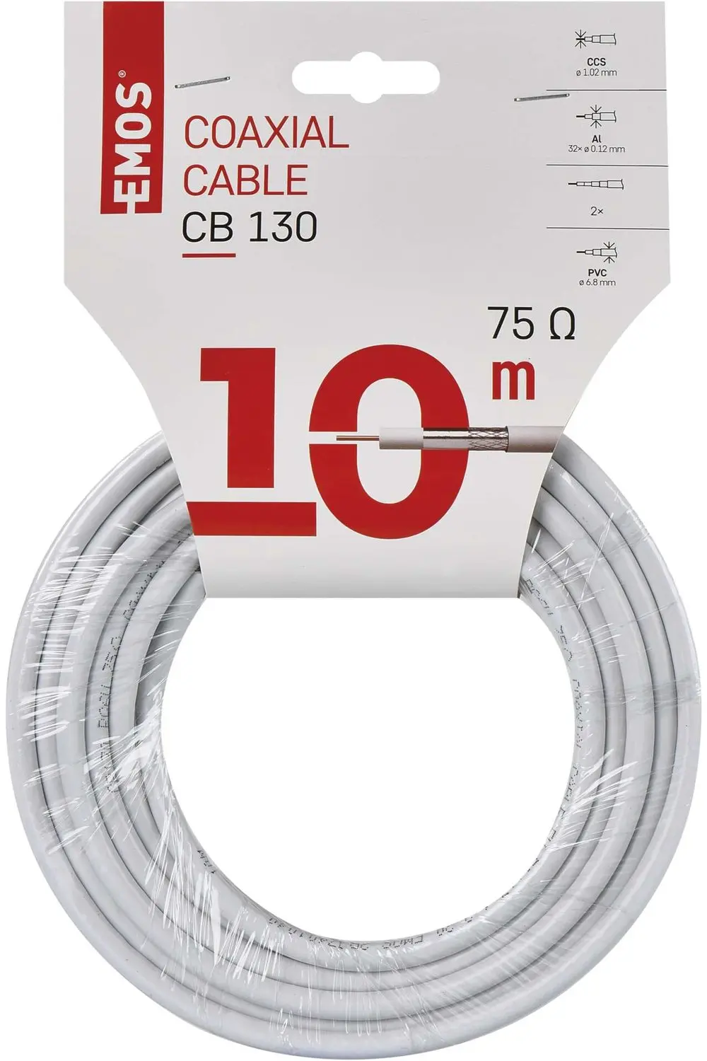 Emos CB130 Coaxiale Kabel - 10m - Wit - afbeelding 6 van 6