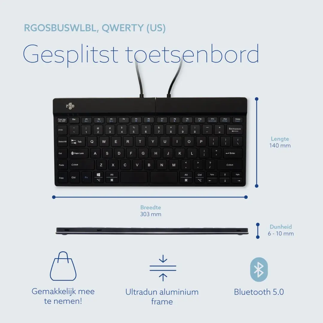R-Go Tools Split RGOSBUSWLWH Ergonomisch Toetsenbord - Wit - afbeelding 6 van 6