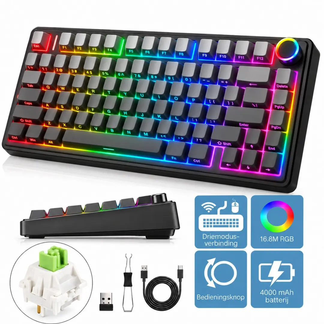 AULA F75 PRO-75% Mechanisch Toetsenbord-Draadloze Gaming Toetsenbord- BT5.0/USB�