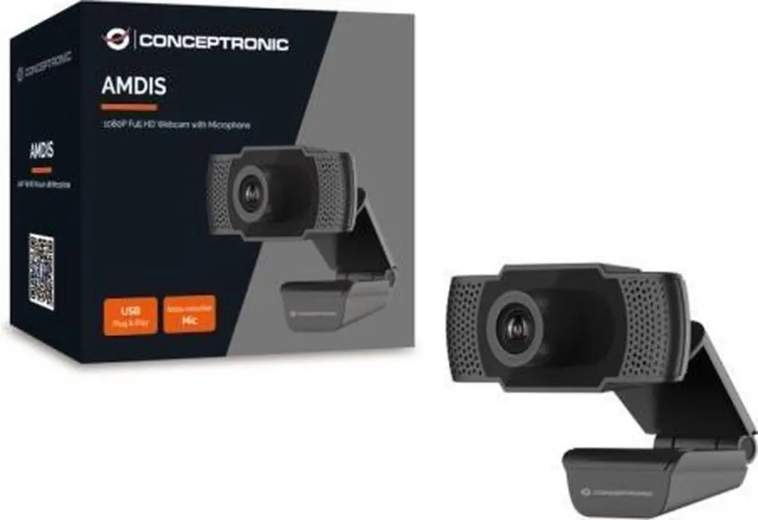 Conceptronic AMDIS01B Webcam - Full HD 1080p - Zwart - afbeelding 2 van 4