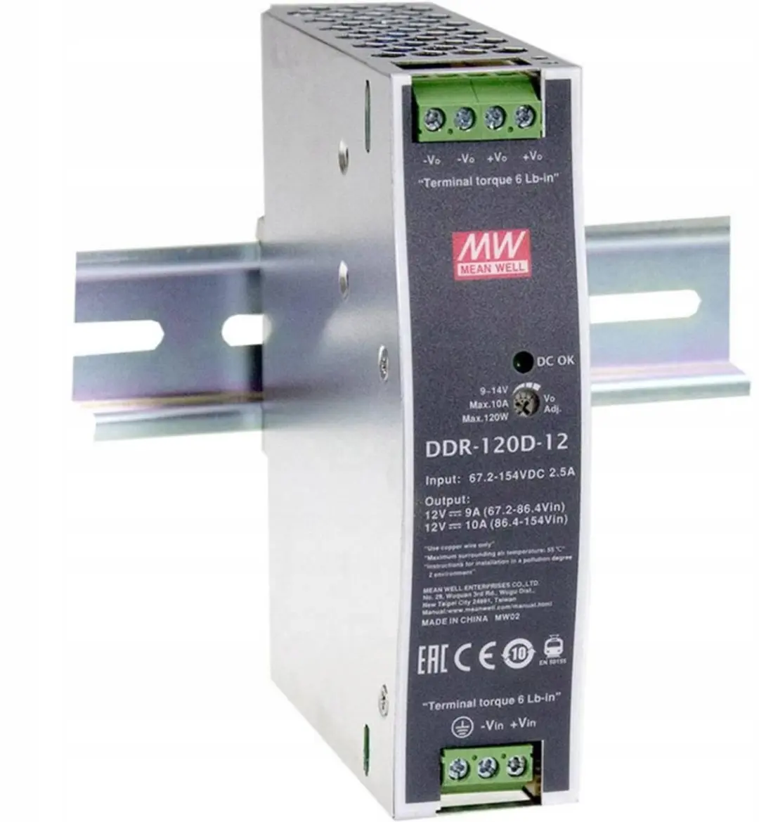 Mean Well DDR-120C-12 DIN-rail DC/DC-converter 12V 10A 120W