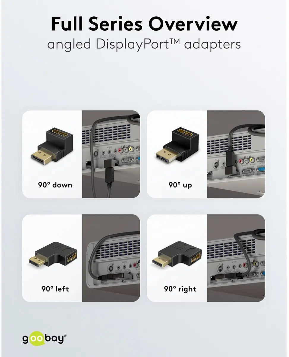 Goobay 77129 DisplayPort Hoekadapter 90° Omhoog - 8K 144Hz - afbeelding 2 van 6