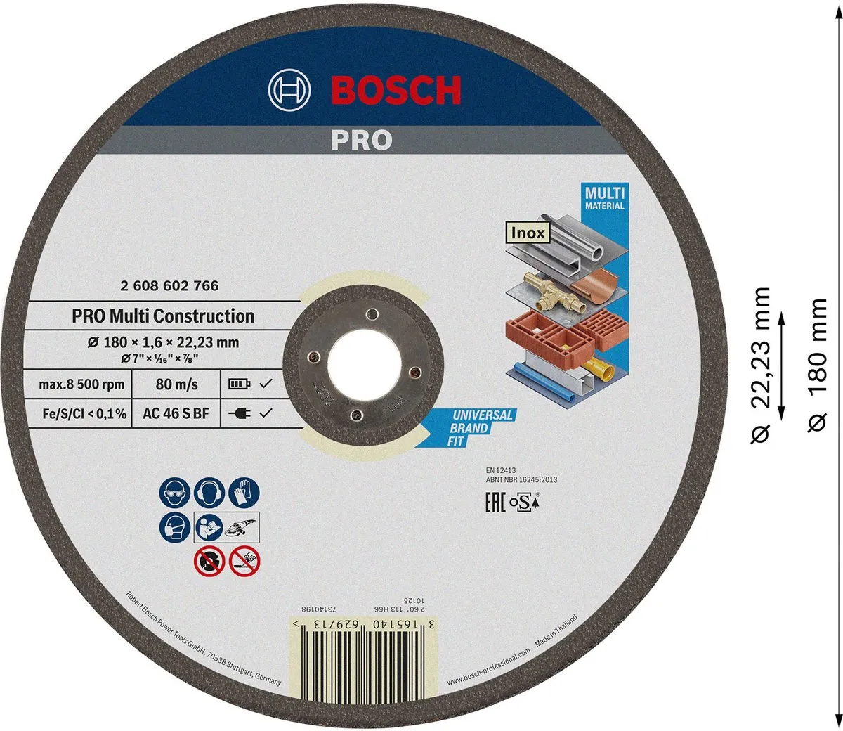 Bosch Professional DSS MC 180X1.6X22.23mm Slijpschijf