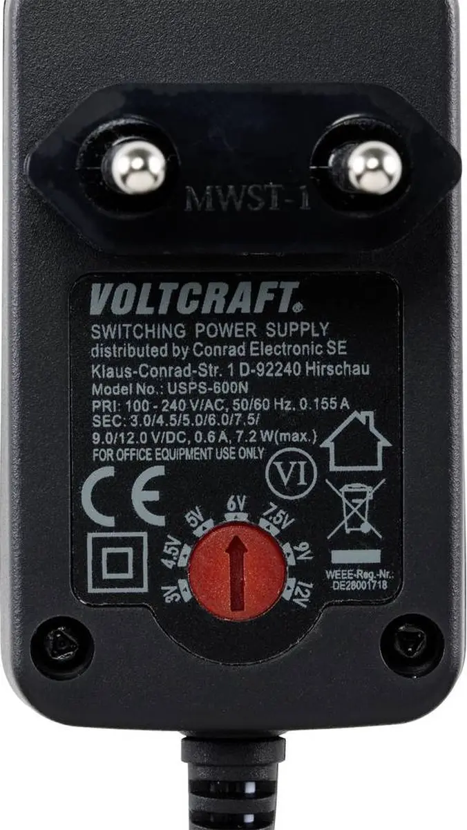 Voltcraft VC-11258680 Stekkernetvoeding - Instelbaar 3-12 V/DC - 0.6 A - afbeelding 2 van 5