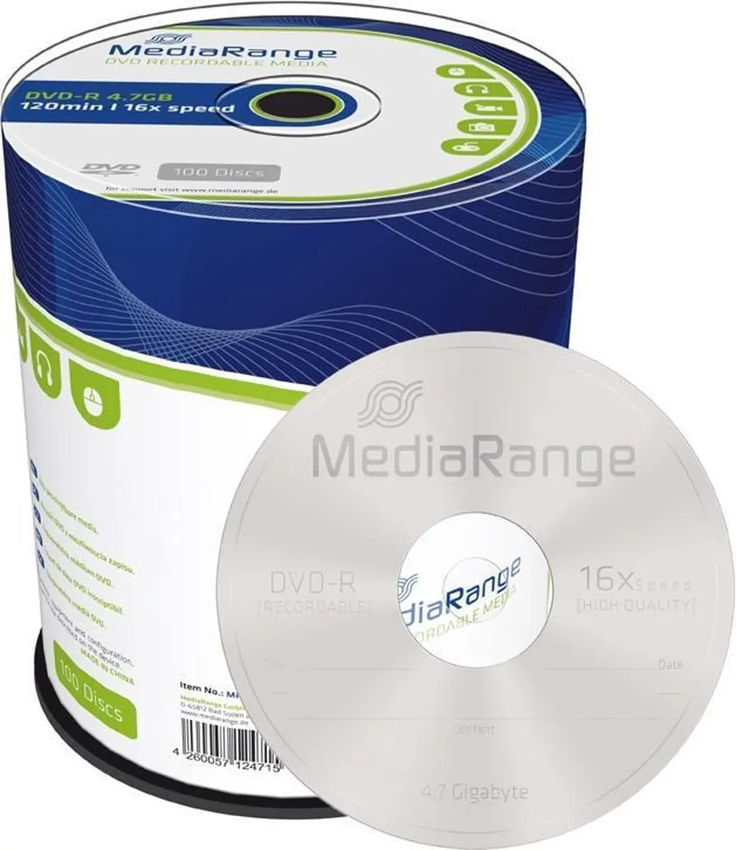 MediaRange MR442 DVD-R 4,7 GB - 100 stuks - afbeelding 2 van 3