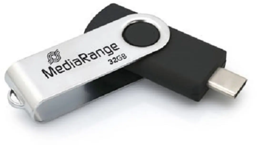 MediaRange MR1952 USB-stick 32GB USB-C - Zwart/Zilver - afbeelding 2 van 3