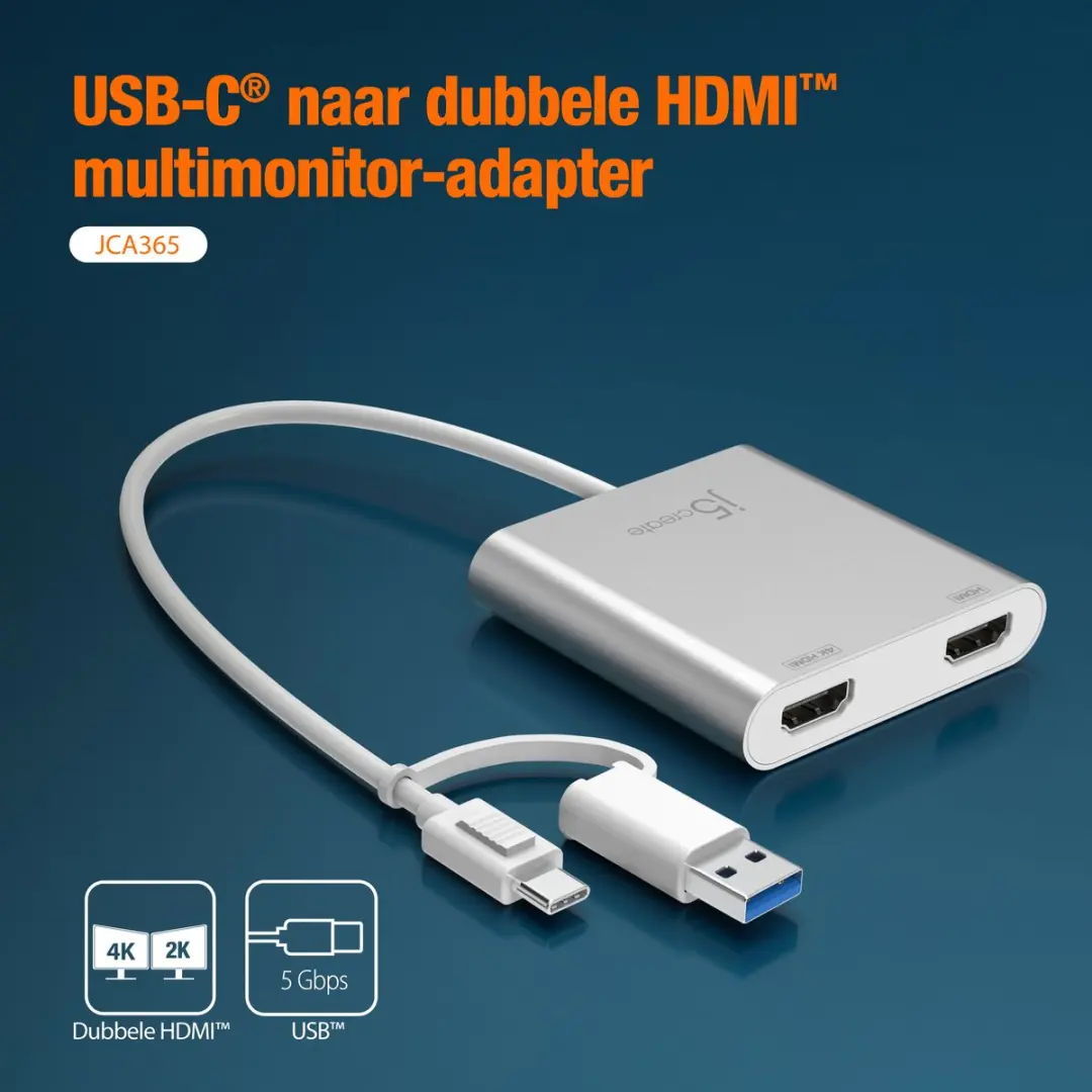 j5create JCA365-N USB-C Dual HDMI Adapter - Zilver - afbeelding 5 van 6