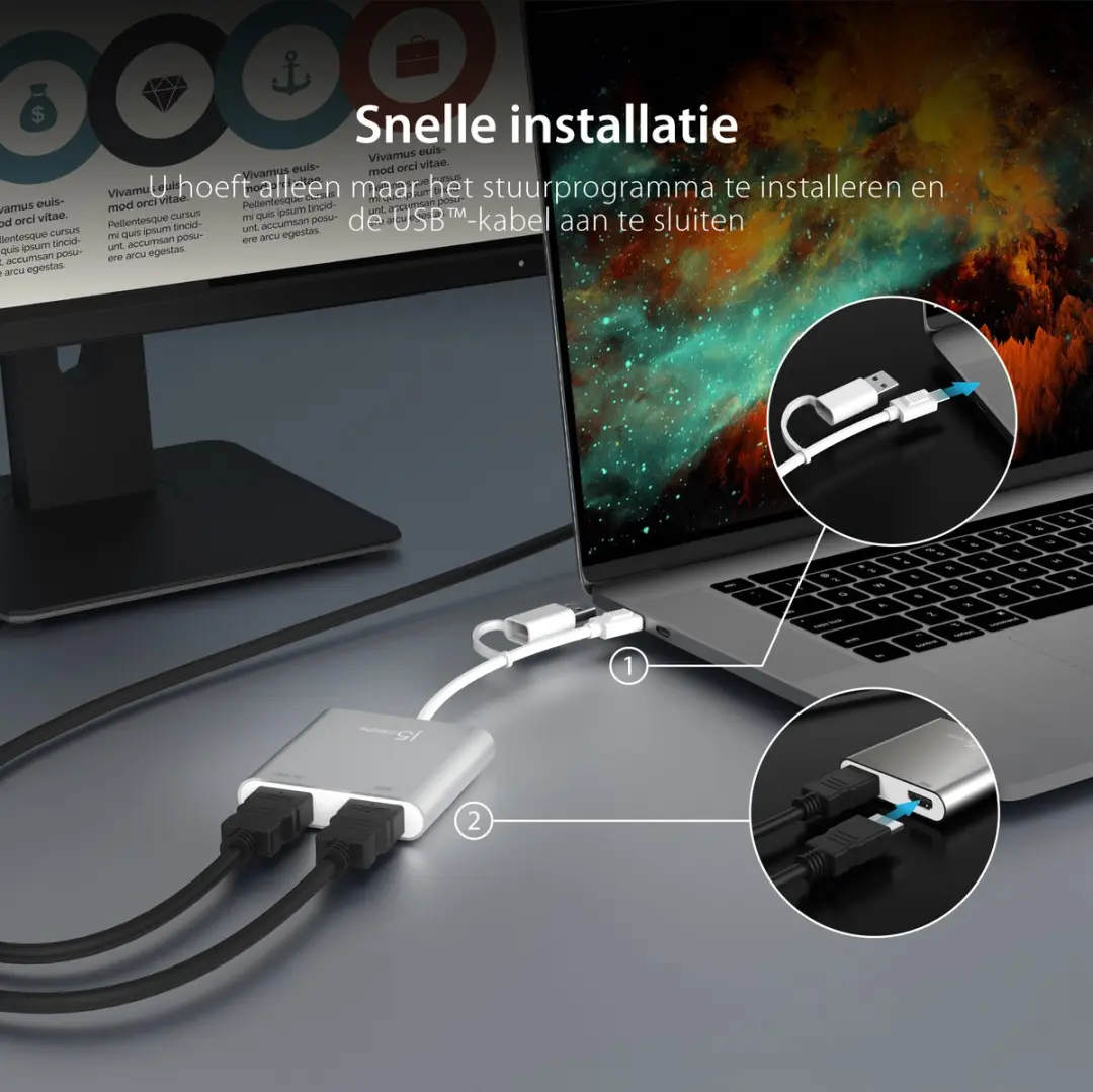 j5create JCA365-N USB-C Dual HDMI Adapter - Zilver - afbeelding 6 van 6