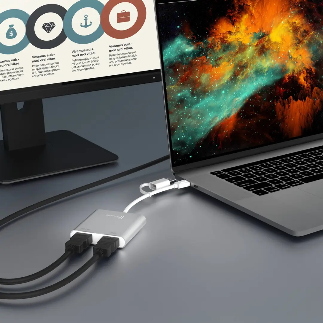 j5create JCA365-N USB-C Dual HDMI Adapter - Zilver - afbeelding 2 van 6