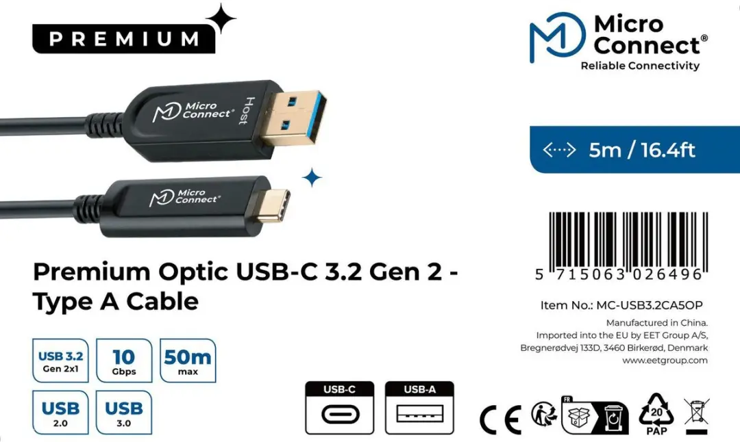 Microconnect MC-USB3.2CA5OP USB-kabel 5m - Zwart - afbeelding 2 van 6
