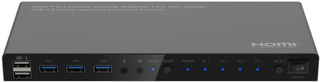 MicroConnect MC-HDMIKVM0401-USB3-4K KVM-switch - Zwart - afbeelding 2 van 5