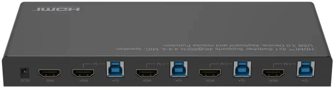 MicroConnect MC-HDMIKVM0401-USB3-4K KVM-switch - Zwart - afbeelding 4 van 5