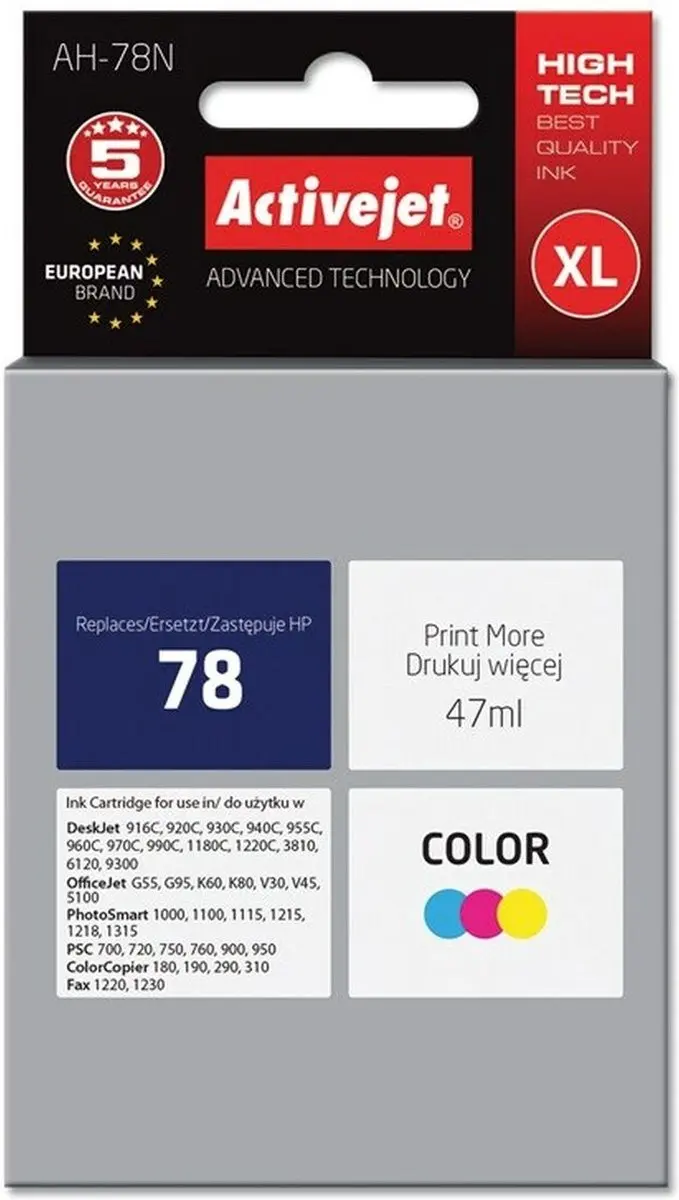 Activejet AH-78N Inktcartridge - Cyaan/Magenta/Geel - afbeelding 2 van 2