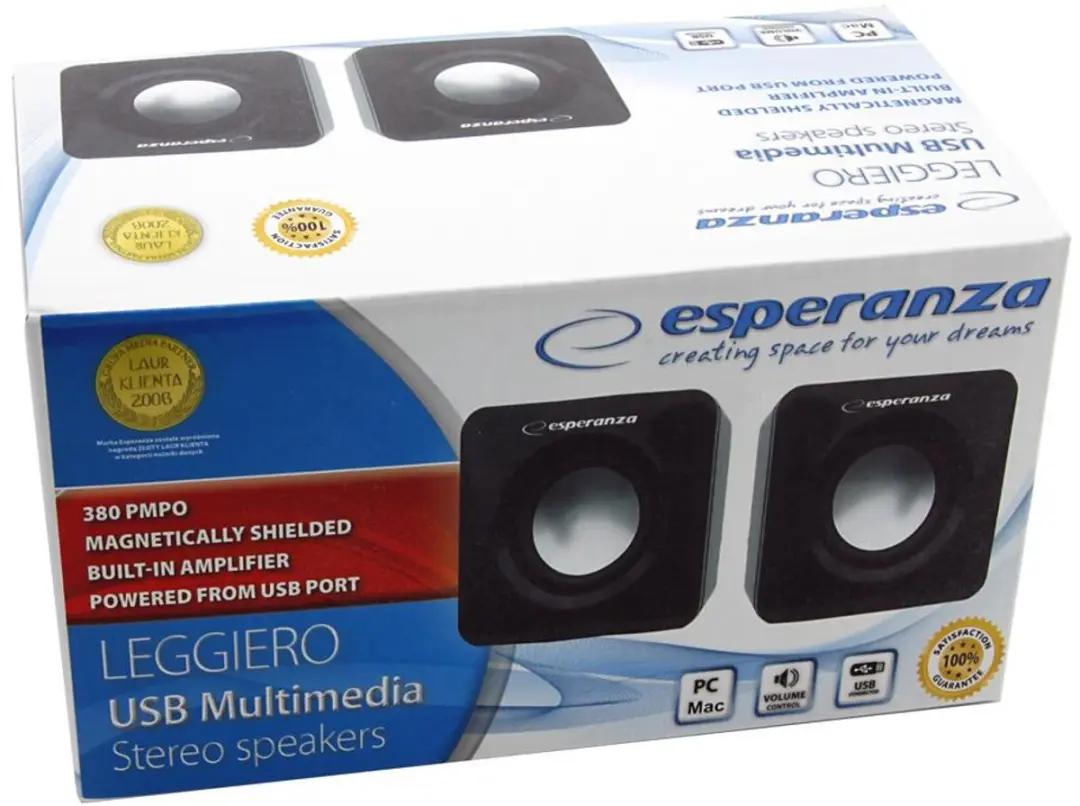 Esperanza Leggiero EP111 Luidsprekers 2.0 - USB Voeding - Zwart - afbeelding 3 van 6