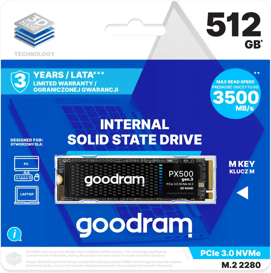 Goodram PX500 GEN.3 SSDPR-PX500-512-80-G3 SSD - Transparant - afbeelding 5 van 6