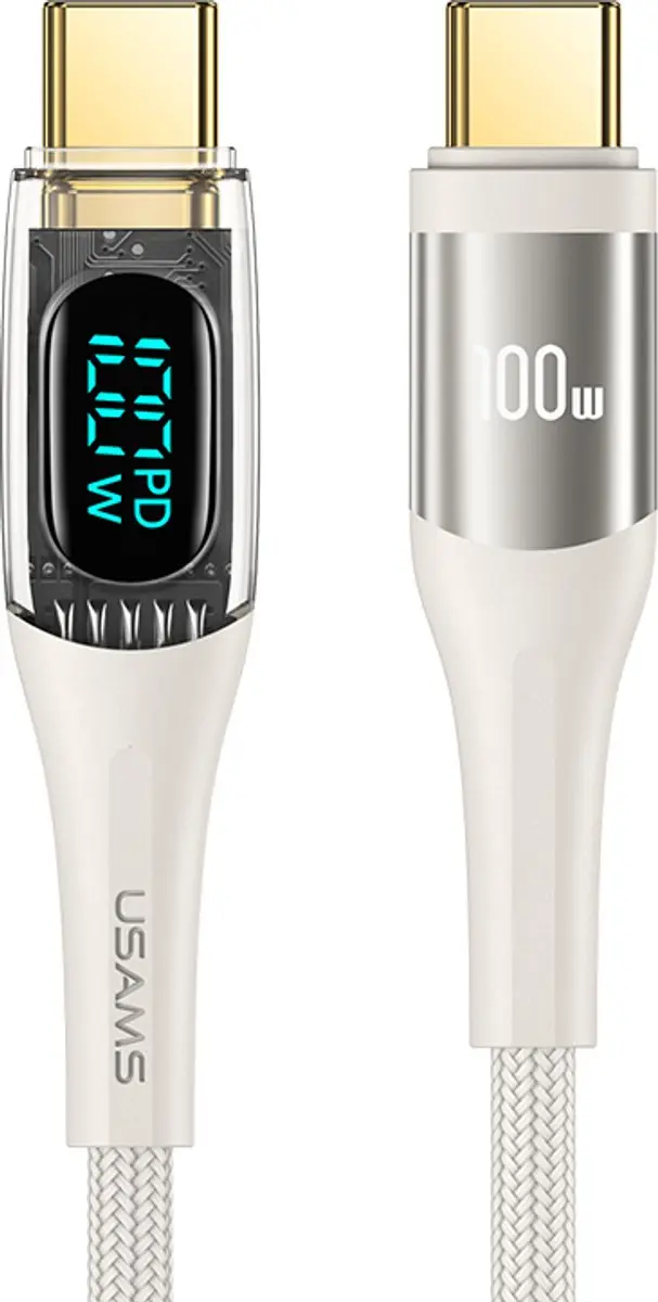USAMS USB-C naar USB-C kabel 100W 1.2m
