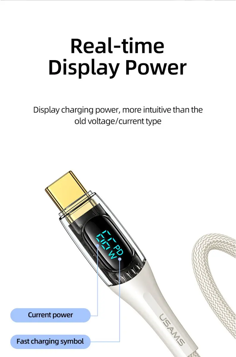 USAMS USB-A naar USB-C Kabel 66W 1.2m - afbeelding 6 van 6