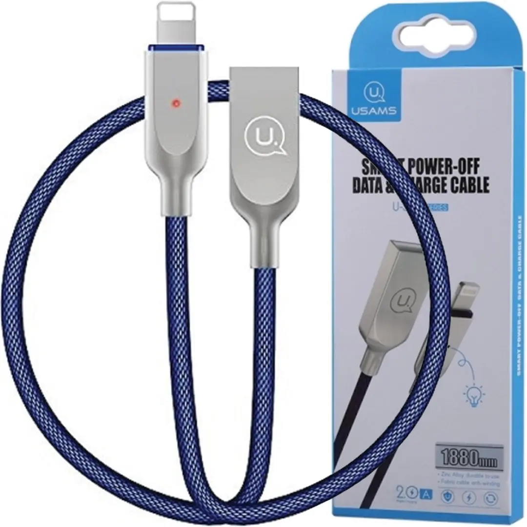 USAMS U-Sun Serie Lightning Kabel IPYSUSB202 - 1,9m - Blauw - afbeelding 6 van 6