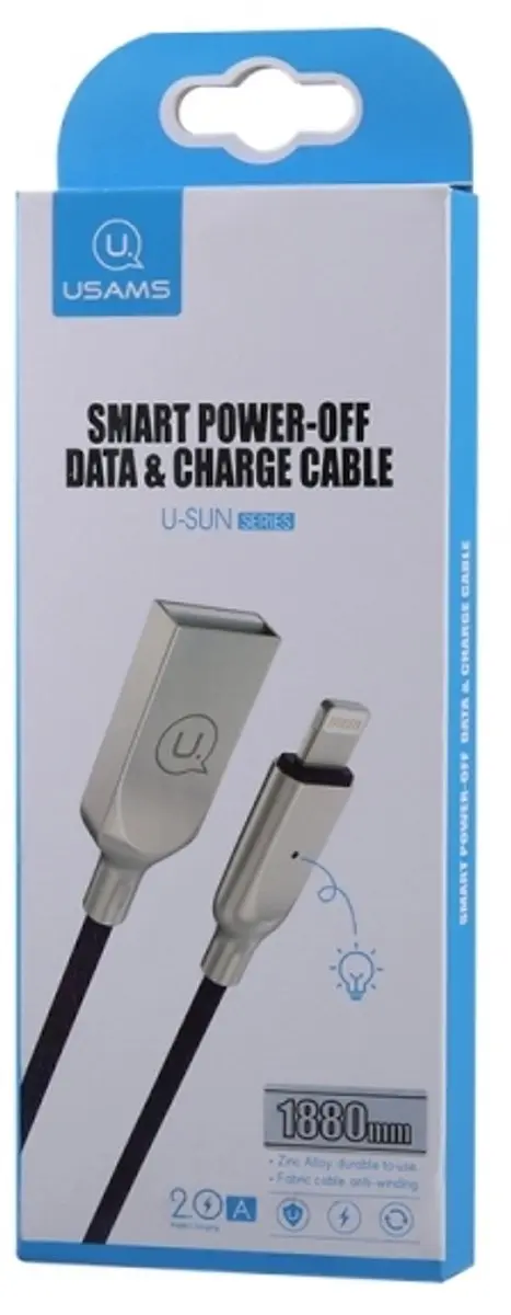 USAMS U-Sun Serie Lightning Kabel IPYSUSB202 - 1,9m - Blauw - afbeelding 5 van 6