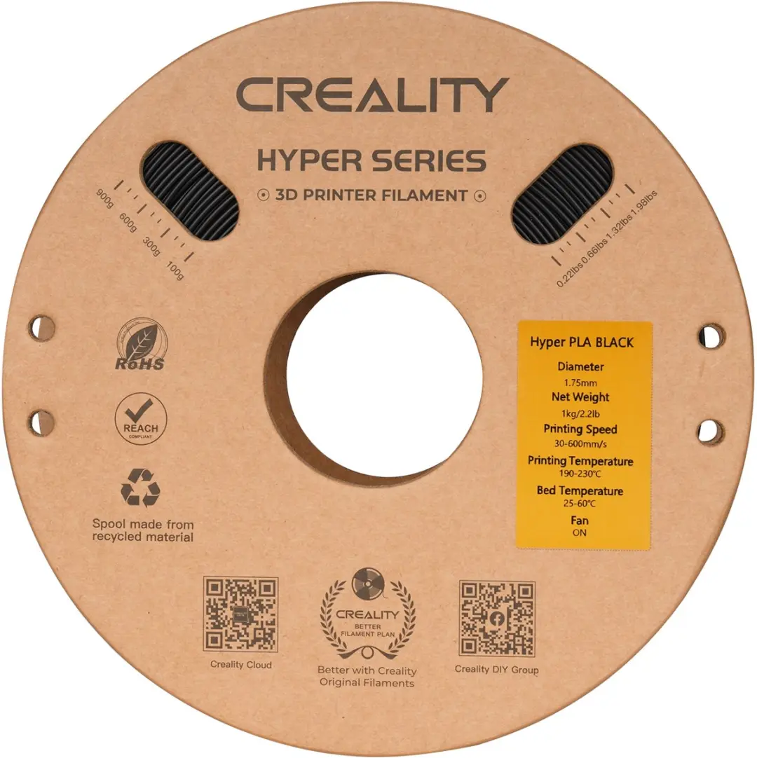 Creality Hyper PLA 3D-printer filament 1,75mm 1kg - Zwart - afbeelding 6 van 6