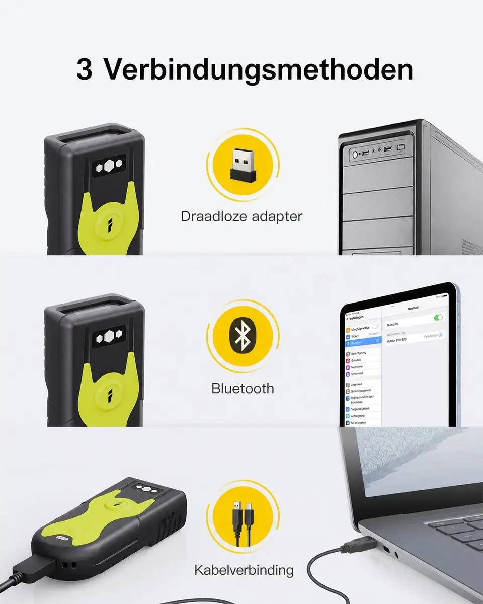 Inateck BCST-42 Barcodescanner - Bluetooth 2D - Groen - afbeelding 4 van 6