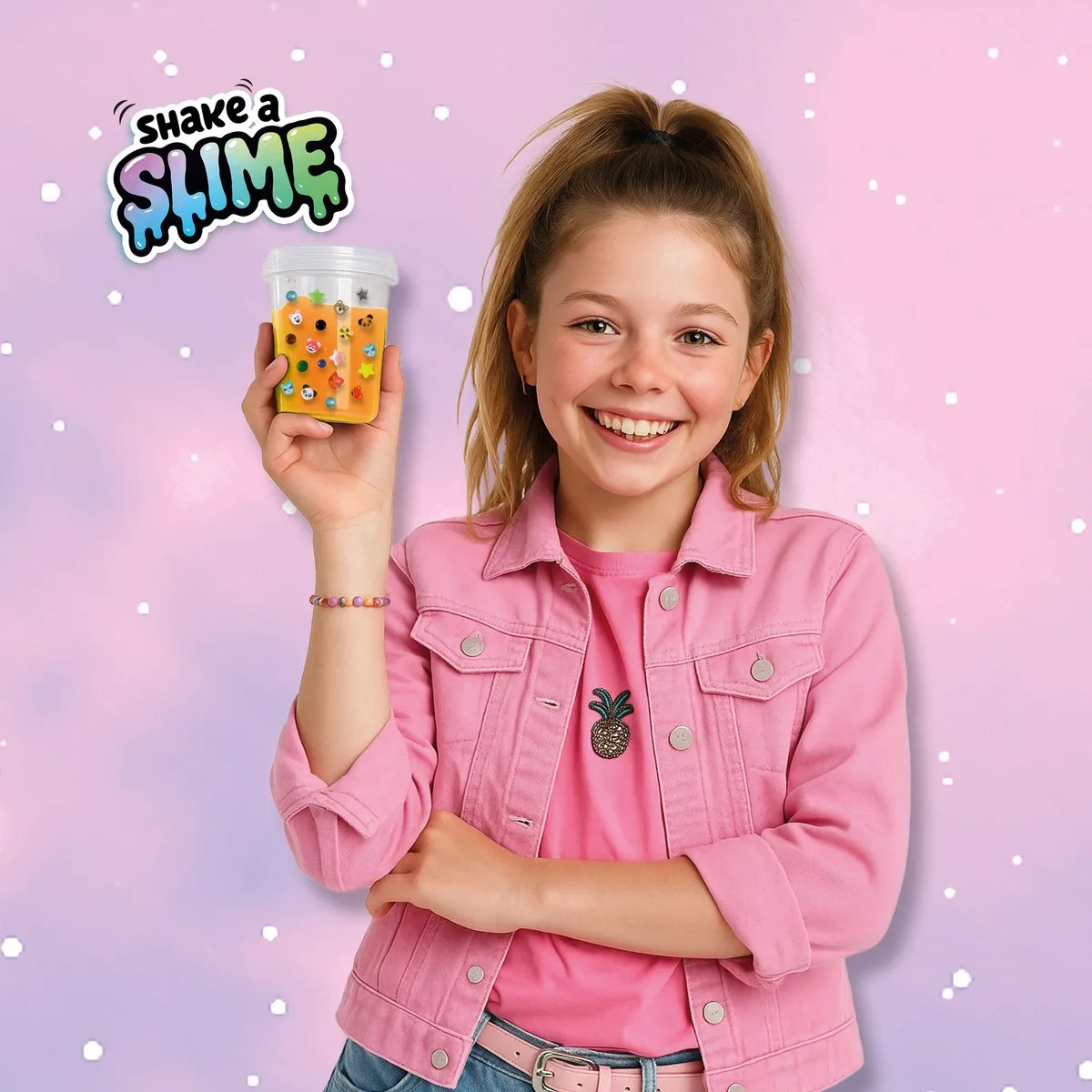 SES Creative Shake a Slime Party Animals Neon Oranje - 200g