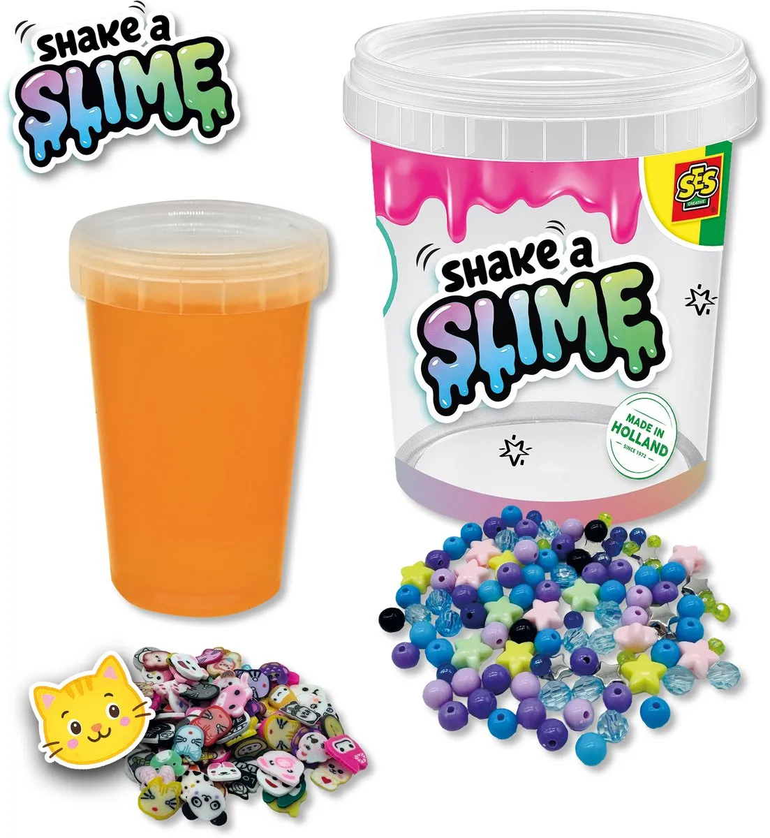 SES Creative Shake a Slime Party Animals Neon Oranje - 200g