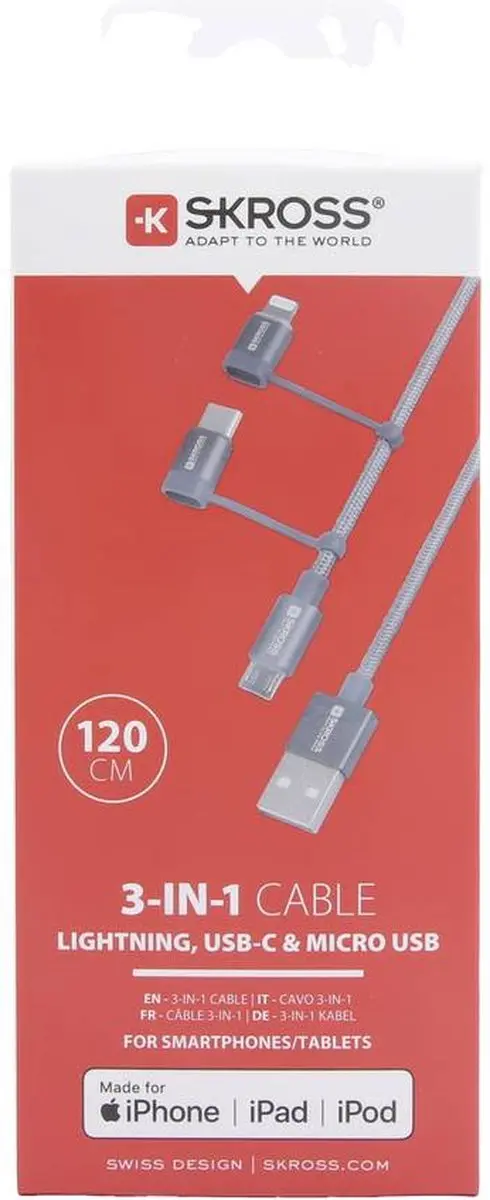 Skross USB-kabel USB-A 2.0 1.20m SKCA00143-1120CN - afbeelding 4 van 6
