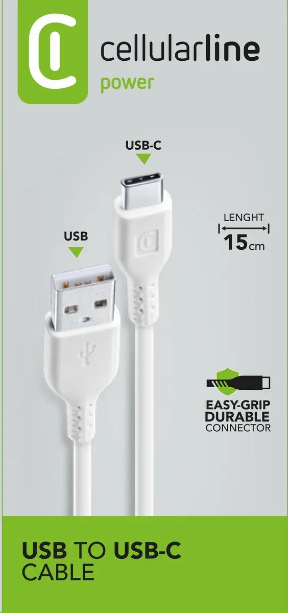 Cellularline USBDATACTRUSBCW USB-kabel - 15cm - Wit - afbeelding 4 van 5